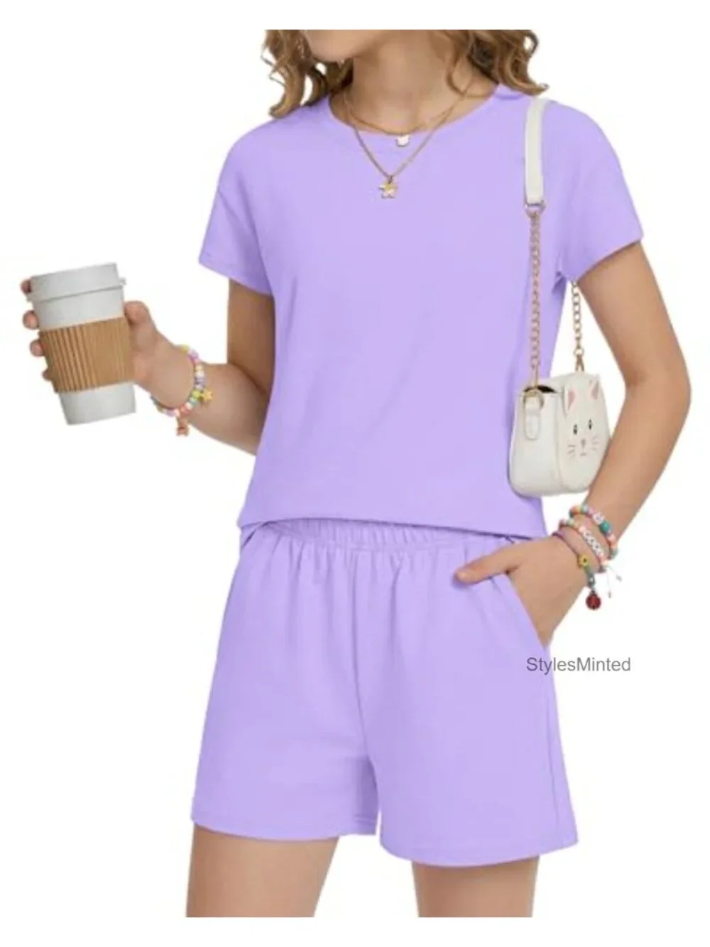 Girls 2 Piece Shorts Set Casual Summer Outfit Cotton Spandex